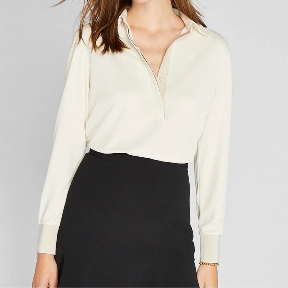 Club Monaco Long Sleeve Sandwash Knit Top Turtledove Size XS